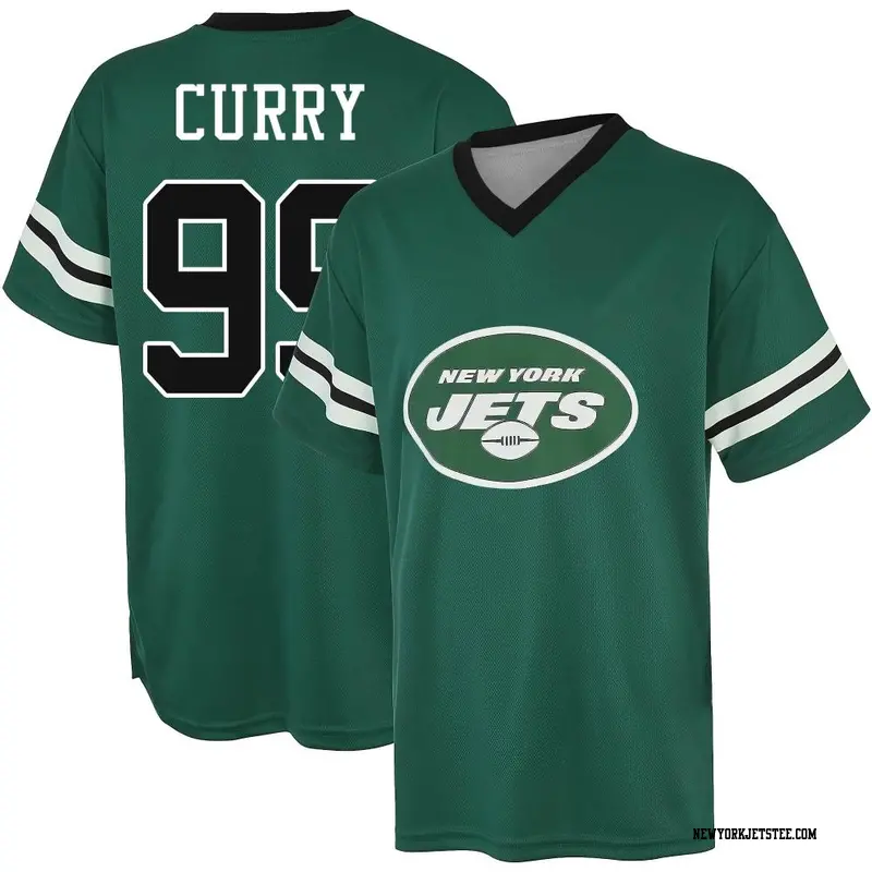 Youth New York Jets ＃99 Vinny Curry Green Name & Number Game Day V-Neck T-Shirt