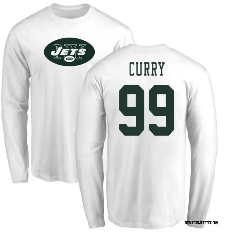 Youth New York Jets ＃99 Vinny Curry White Name & Number Logo Long Sleeve T-Shirt